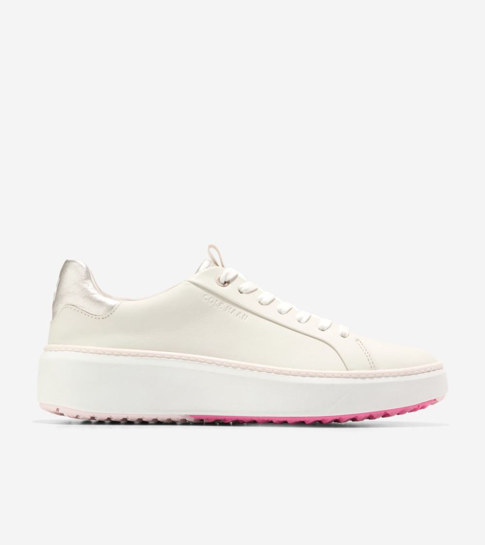 Cole Haan Women's GrandPro Topspin Golf Shoes - Silver Birch-Optic White